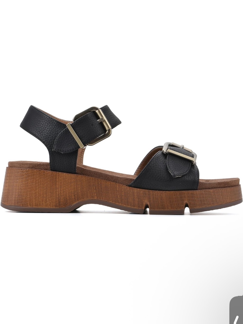 White Mountain Women's Black Buckle Platform Sandal - Picture 4 of 10